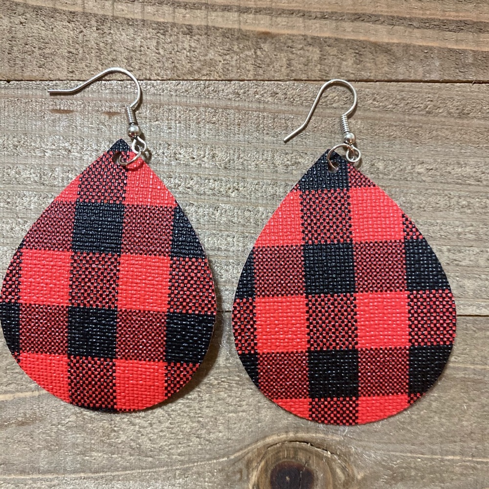 Buffalo Plaid Faux Earrings